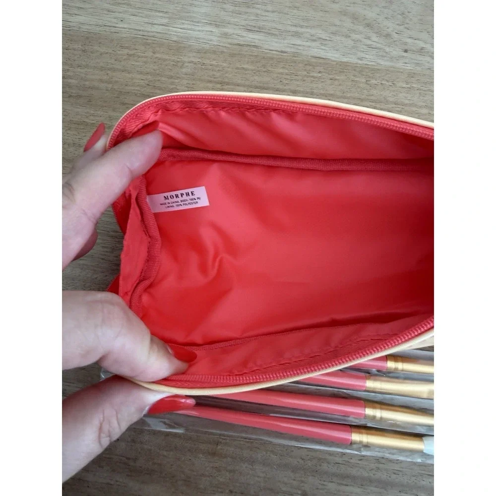 Morphe 5 Piece Eye Brush Set With Makeup Bag Pink Travel Case New